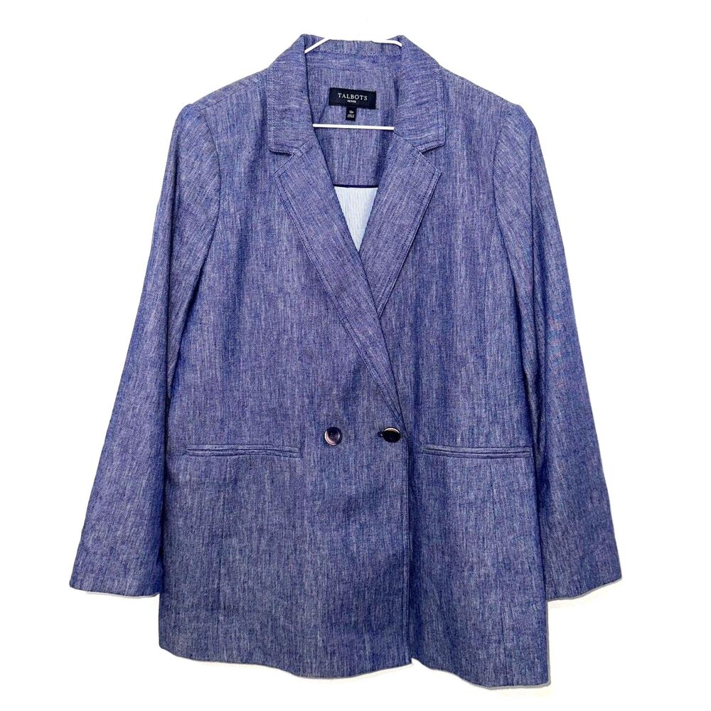 Talbots Denim Double Breasted Blazer - Blue 12P
